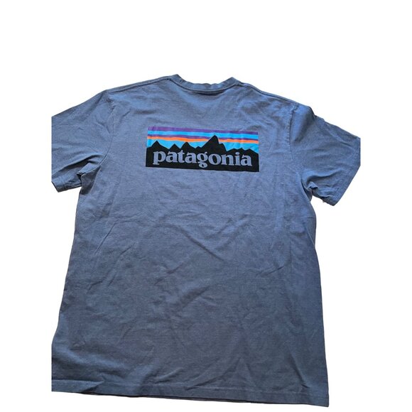 Patagonia Blue Men's T-shirt Short Sleeve Logo on Back‎ - Picture 3 of 4
